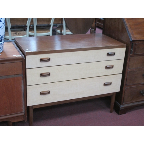 1527 - Wrighton Mid XX Century Chest of Three Drawers, on tapering tubular legs, 91.5cm wide.