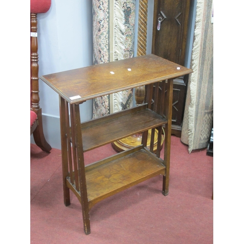 1529 - Arts & Crafts Oak Book Table, with two shelves and rail sides, 62cm wide.