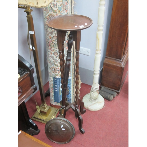 1536 - 1930s Oak Jardiniere Stand, with a circular top, on cabriole legs, scroll feet, 108cm high, together... 