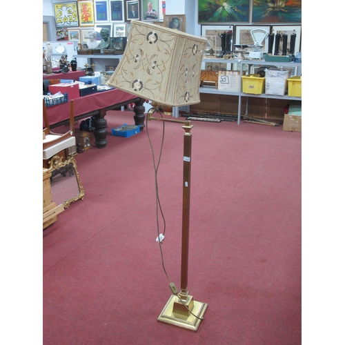 1537 - Brass Standard Lamp, with weighted stepped square base and adjustable upper arm.