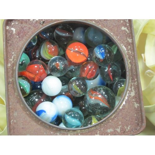 1011 - Marbles, telephone set L MK1, microscope, boxes, artists box, plated ware, horn beaker, etc:- Two Bo... 