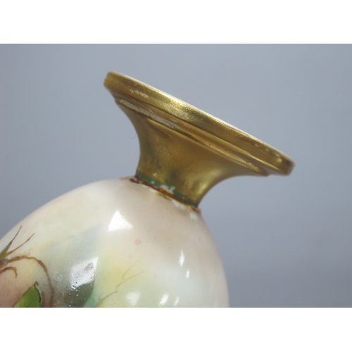 1173 - Royal Worcester J. Flexman Hand Painted Vase, 18.5cm high (dam). Two Blush Ivory vases, Cornucopia p... 