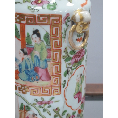 1067 - Oriental; Pair of vases decorated with figures, another larger (damaged), ginger jar, lacquer and mo... 