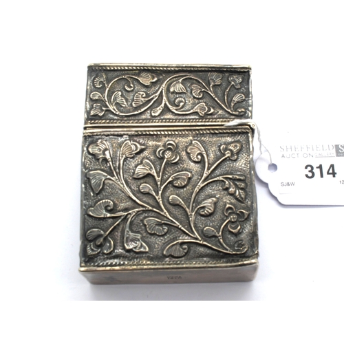 314 - A Highly Decorative Card Case, of allover foliage and flowerhead decoration in relief, the hinged to... 