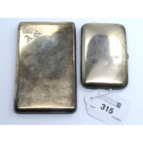 315 - An Edwardian Hallmarked Silver Hinge Top Card Case, SM&Co Ld, Chester 1905, of plain design, initial... 