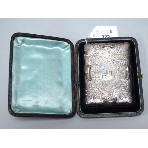 322 - Walker & Hall; A Hallmarked Silver Card Case, Sheffield 1927, allover foliage engraved with scroll e... 