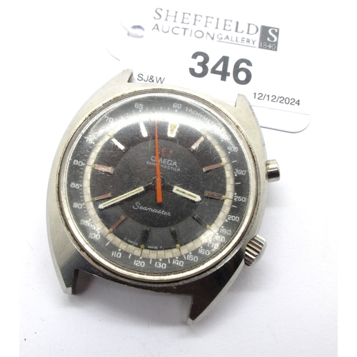 346 - Omega; Chronostop Seamaster Gent's Wristwatch Head, the signed black dial with baton markers and out... 