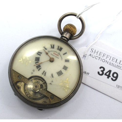 349 - Herdomas 8 Days; A Hallmarked Silver Cased Openface 8 Day Pocketwatch, the signed white dial with pa... 