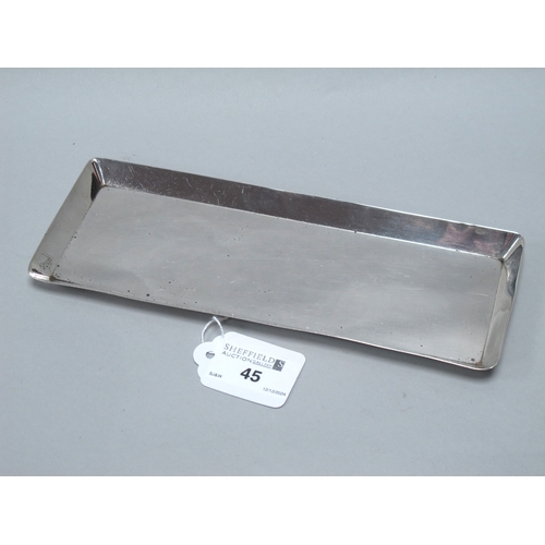 45 - A Hallmarked Silver Circa Early XX Century Rectangular Tray, with flared rim, 22cm x 8.5cm.