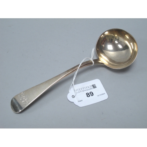 89 - A Victorian Hallmarked Silver Sauce Ladle, JB, London 1842, rattail patetrn vesro with initialled ha... 