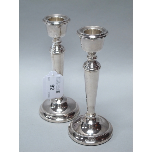 92 - A Hallmarked Silver Candlestick, A.T.C, Sheffield 1973, of gadrooned form with beaded decoration, on... 