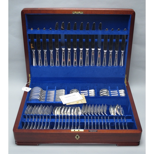 94 - Mappin & Webb; An Eight Setting Canteen of Hallmarked Silver Beaded Pattern Cutlery, Sheffield 1999,... 