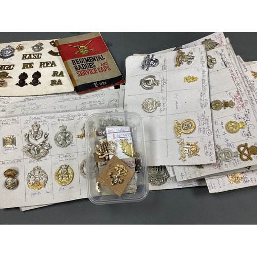 416 - Extensive Collection of WWI to Post WWII British Army Cap and Collar Badges, with examples from cava... 