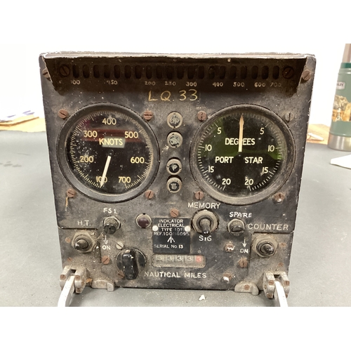 428 - RAF Avro Vulcan Bomber Navigation Unit Full Panel, attached plate marked Indicator Electrical Type 1... 