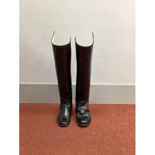 430 - British Army Leather Household Cavalry Boots, horseshoes fitted to heels, various marks, left boot 1... 