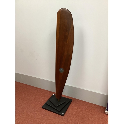 444 - WWI Era Laminated Mahogany Propellor Blade, on plinth with 'Blackburn Aeroplane and Motor Co. Ltd Le... 