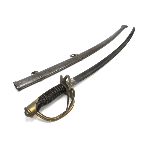 455 - American Civil War United States Model 1860 Light Cavalry Sabre with Scabbard, manufacturer Ames MFC... 