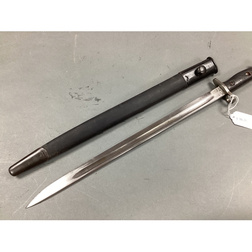 469 - XX Century British Pattern 1907 Bayonet and Scabbard, with manufacturer mark 'Wilkinson'.