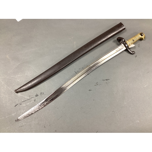 483 - XIX Century French Model 1842 Yataghan Bayonet and Scabbard, with manufacturer mark 'Mre Imp de Chat... 