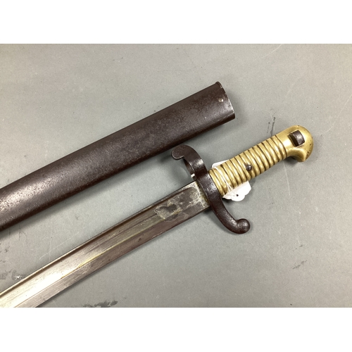 483 - XIX Century French Model 1842 Yataghan Bayonet and Scabbard, with manufacturer mark 'Mre Imp de Chat... 