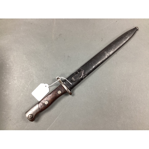 492 - Siamese Thai Type 45 M1903 Mauser Bayonet and Scabbard, blade marked with Siamese characters.