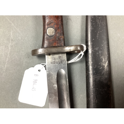 492 - Siamese Thai Type 45 M1903 Mauser Bayonet and Scabbard, blade marked with Siamese characters.