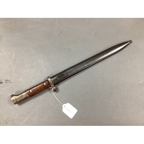 518 - Czech VZ24 Mauser Bayonet and Scabbard, with various marks to scabbard frog stud.