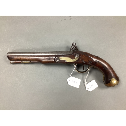 525 - Late XVIII/Early XIX Century English Livery Flintlock Pistol, barrel stamped with proof marks and ma... 