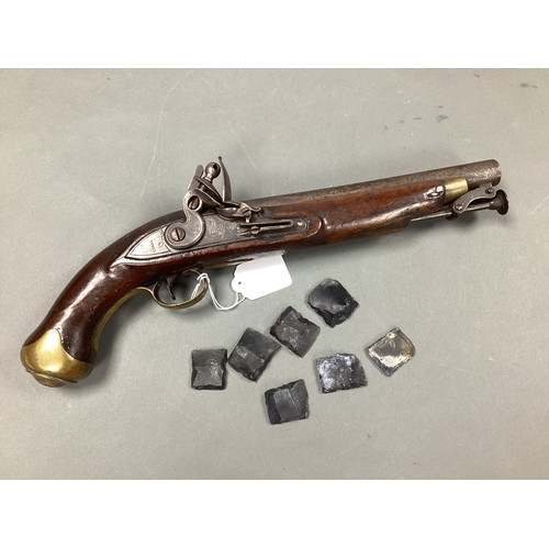 530 - Early XX Century New Land Pattern Flintlock Cavalry Pistol, barrel stamped with proof marks, lock pl... 