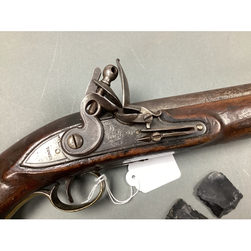 530 - Early XX Century New Land Pattern Flintlock Cavalry Pistol, barrel stamped with proof marks, lock pl... 