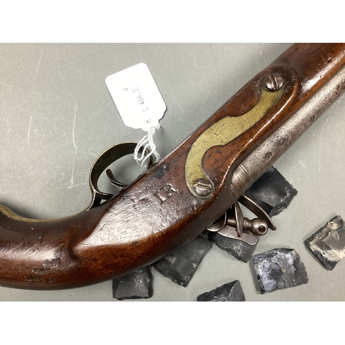 530 - Early XX Century New Land Pattern Flintlock Cavalry Pistol, barrel stamped with proof marks, lock pl... 