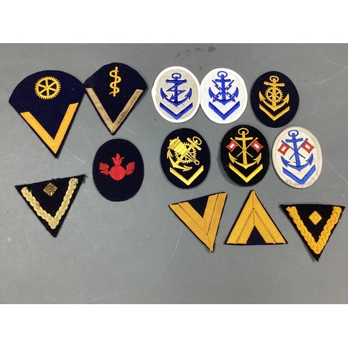 593 - WWII German Third Reich Kriegsmarine Career/Rank Cloth Insignia, including signals, teletypist and e... 