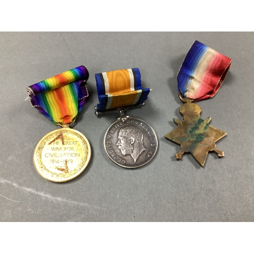 630 - WWI Medal Trio, comprising 1914-15 Star, British War Medal and Victory Medal awarded to 12186 Pte J ... 