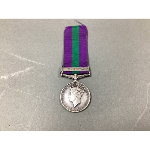 645 - General Service Medal GVI with Malaya Clasp, awarded to 19048507 Pte M Deere Koyli.