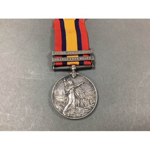 647 - Boer War Queens South Africa Medal Clasps Orange Free State and South Africa 1902, awarded to 3601 S... 