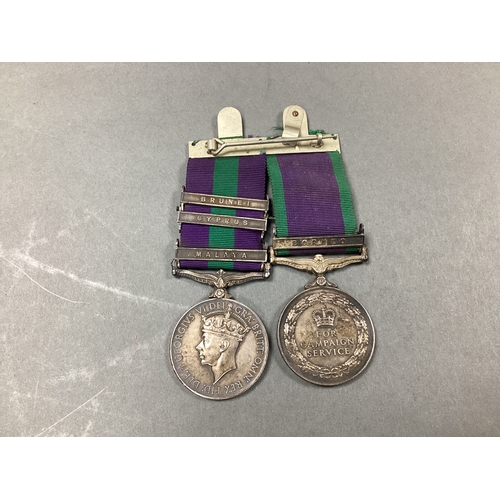 664 - General Service Medal GVI With Clasps, Cyprus and Brunei awarded to 22290576; Pte D Mitchell Koyli C... 