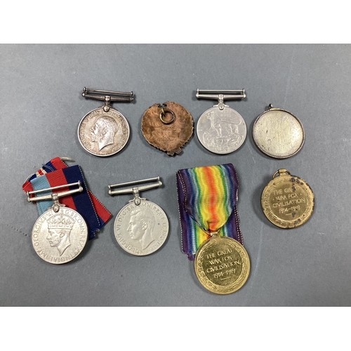 676 - WWI/WWII Medals, comprising Britsh War Medal to 608 DVR F E Mason RA, Victory Medal to 37705 Pte H E... 