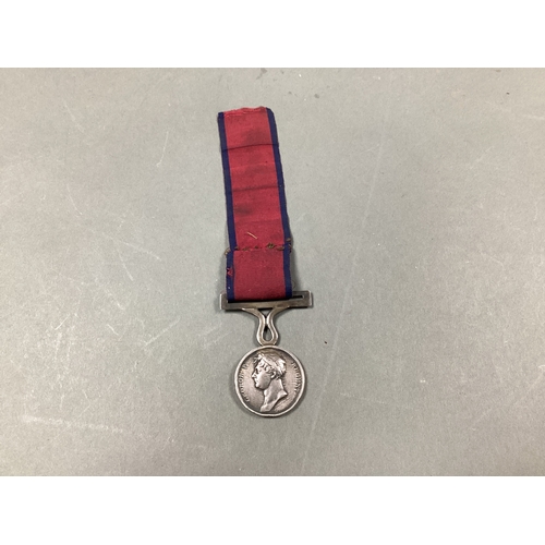 680 - Napoleonic War Waterloo Medal Awarded to George Barker 2nd Batt Grenad Guards, steel clip ring repla... 