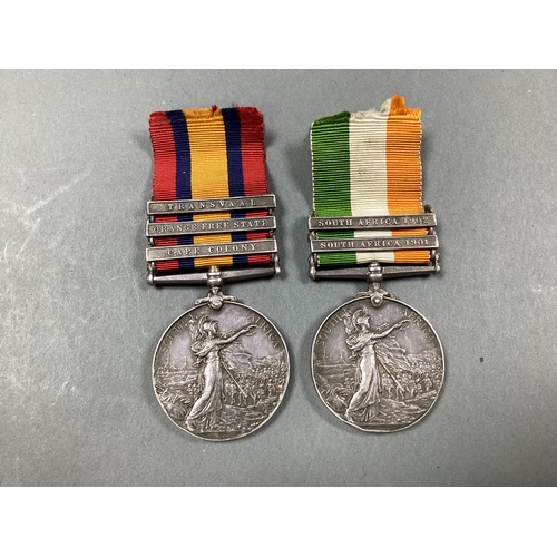 684 - Boar War Medal Duo, Queens South Africa Medal with Three Clasps, Cape Colony, Orange Free State & Tr... 