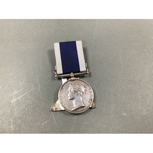 703 - Naval Long Service and Good Conduct Medal, adapted into menu card holder for use in officer's mess. ... 