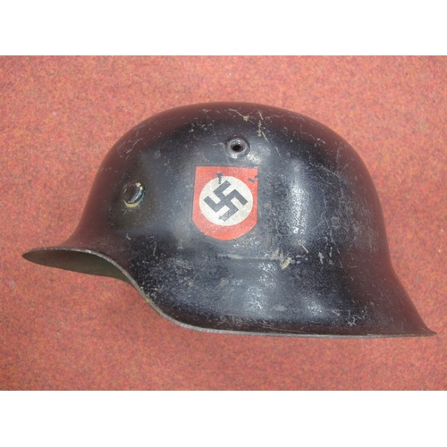 563 - WWII German Third Reich M42 Helmet, black paint finish to exterior and green paint finish to interio... 