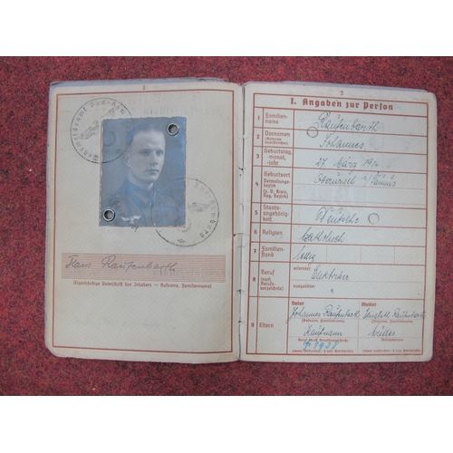 607 - WWII German Third Reich Ephemera, including service books (x 2), work books (x 2), driving licences,... 