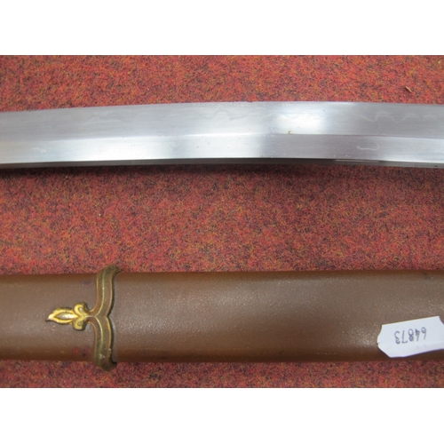 448 - WWII Japanese Army Officers Shin-Gunto Pattern Sword and Scabbard, signed handmade blade with gilt b... 