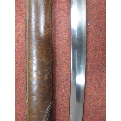 446 - WWII Japanese Army Officers Shin Gunto Pattern Sword and Scabbard, handmade blade with gilt bronze t... 