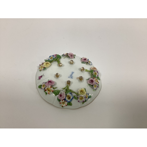 1115 - A Meissen Porcelain Dish, of shaped circular form, decorated with floral sprays, the underside encru... 