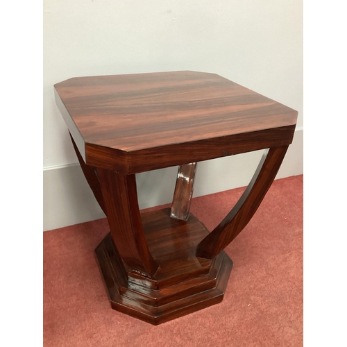 1482 - An Art Deco Style Lamp Table, with octagonal shaped top and shaped support on stepped base, 55cm hig... 