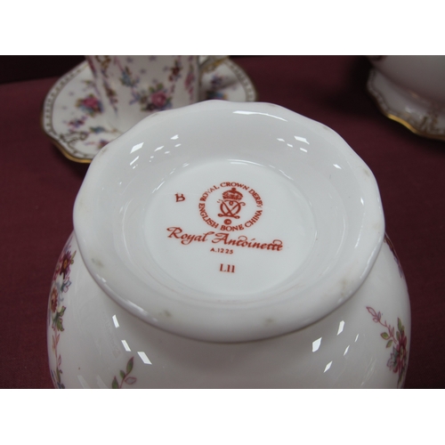 1076 - A Royal Crown Derby Porcelain 'Royal Antoinette' Pattern Part Coffee/Tea Service, comprising:- teapo... 