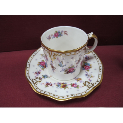 1076 - A Royal Crown Derby Porcelain 'Royal Antoinette' Pattern Part Coffee/Tea Service, comprising:- teapo... 