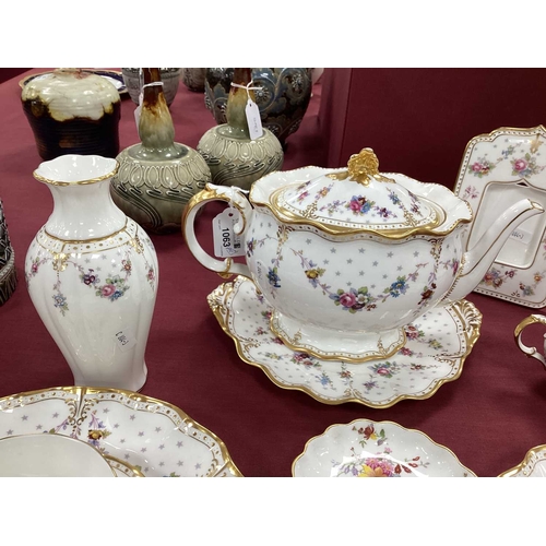 1063 - A Collection of Royal Crown Derby Porcelain in the 'Royal Antoinette' Pattern, various dates, printe... 