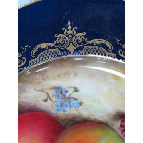 1079 - A Royal Worcester Porcelain Cabinet Plate, painted by Robert Sebright, signed, with ripening fruit a... 